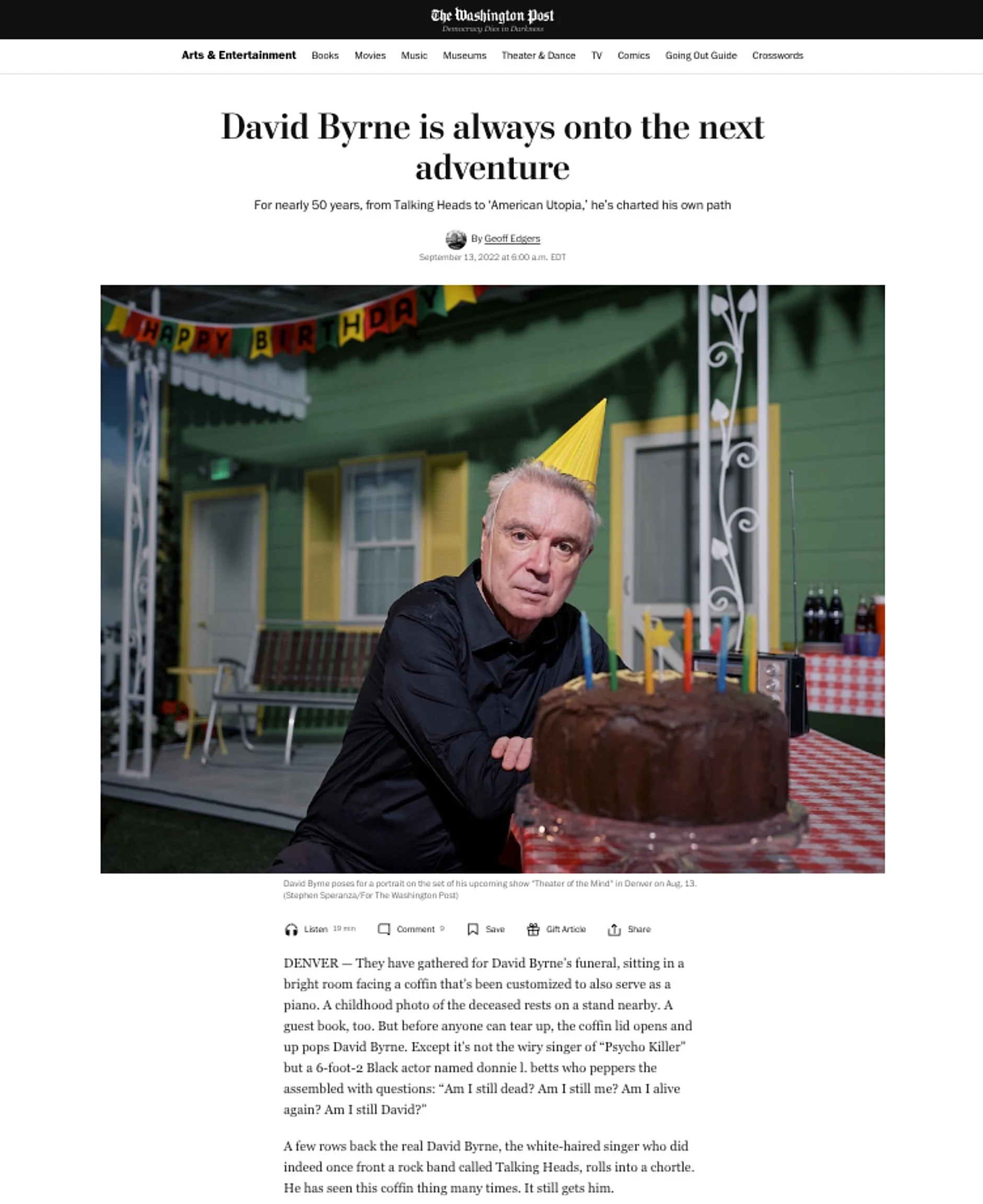 David Byrne's Theatre of the Mind — Stephen Speranza